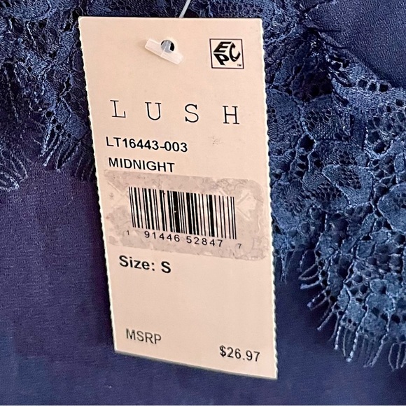 Lush Midnight Blue Lace Trim Cami Top Size Small Adjustable Coquette Girl Boho - Picture 7 of 13